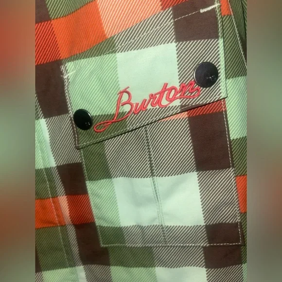 Burton Women’s Plaid Ski Snow Jacket - Green, Orange, & Brown Size XS EUC - Picture 3 of 9
